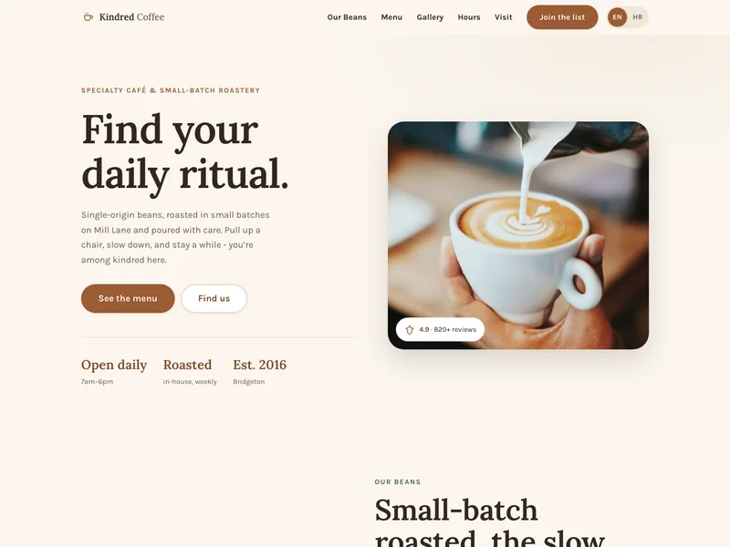 Coffee Shop - Landing page