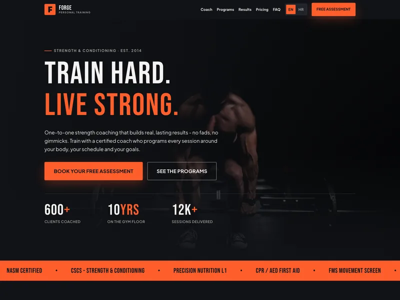Personal Trainer - Landing page