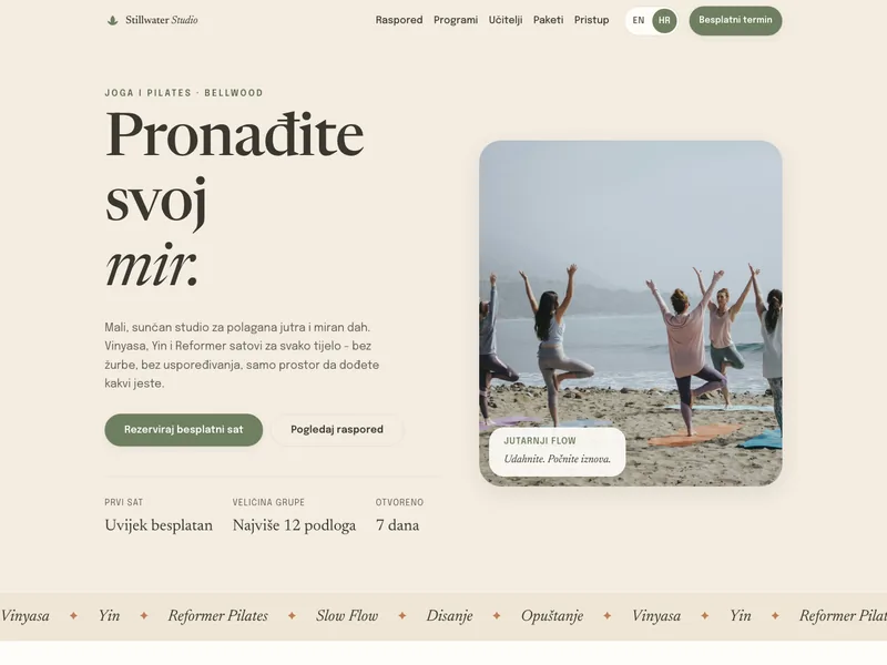 Yoga i Pilates studio - Landing stranica