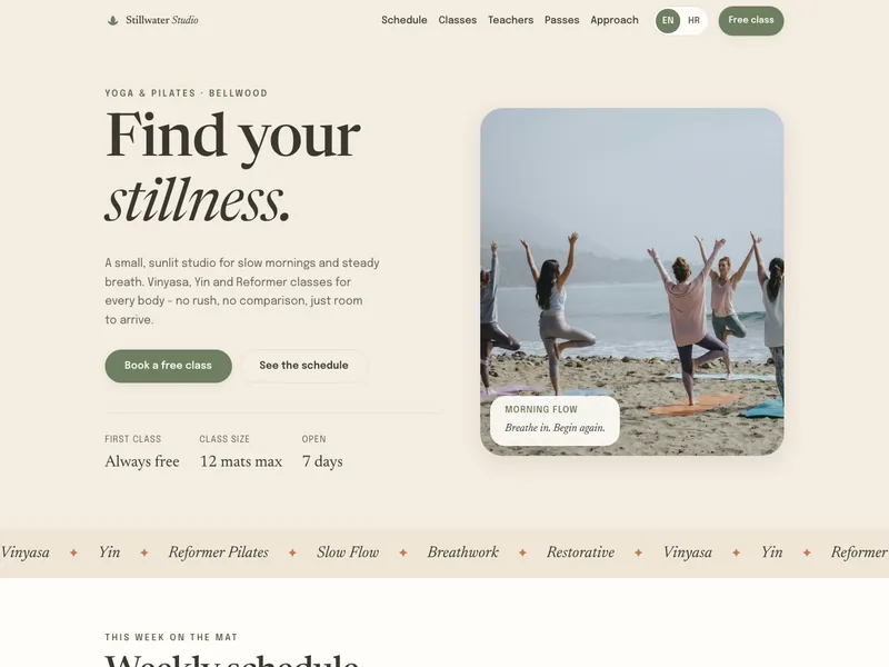 Yoga & Pilates Studio - Landing page