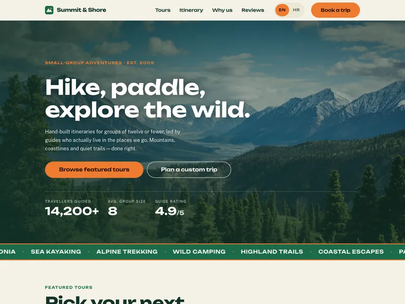 Tour Operator - Landing page
