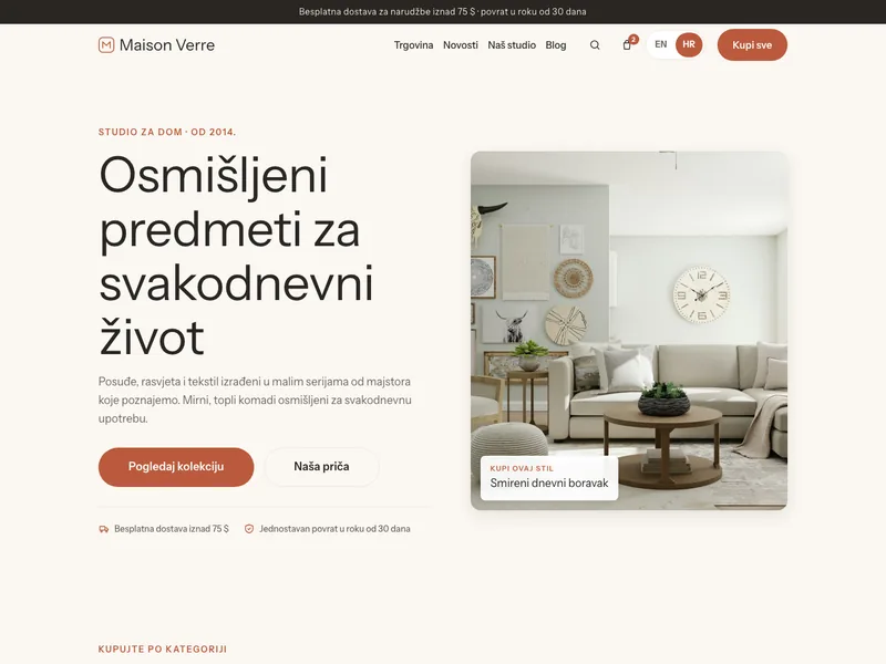 Online trgovina - Landing stranica