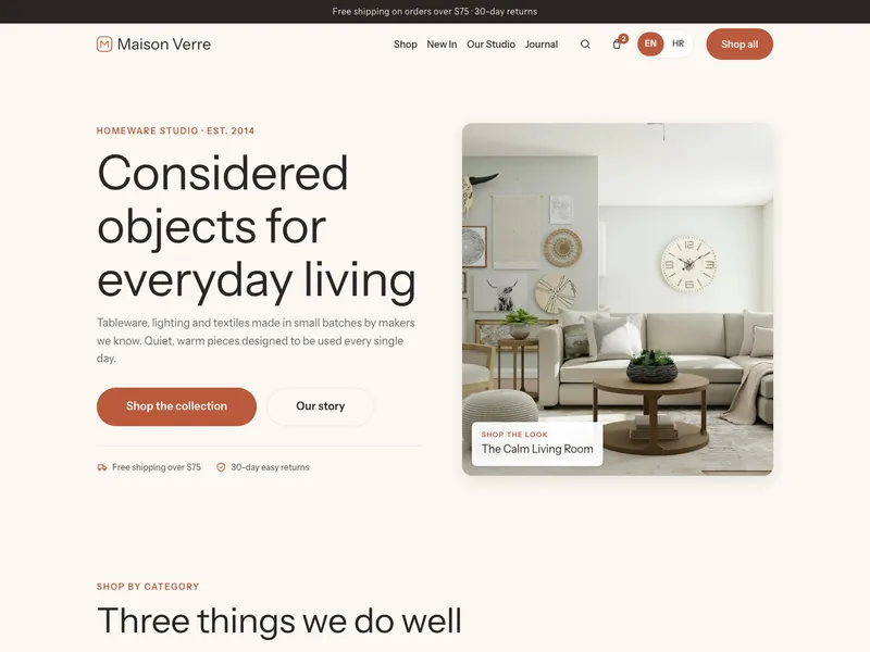 Online Store - Landing page