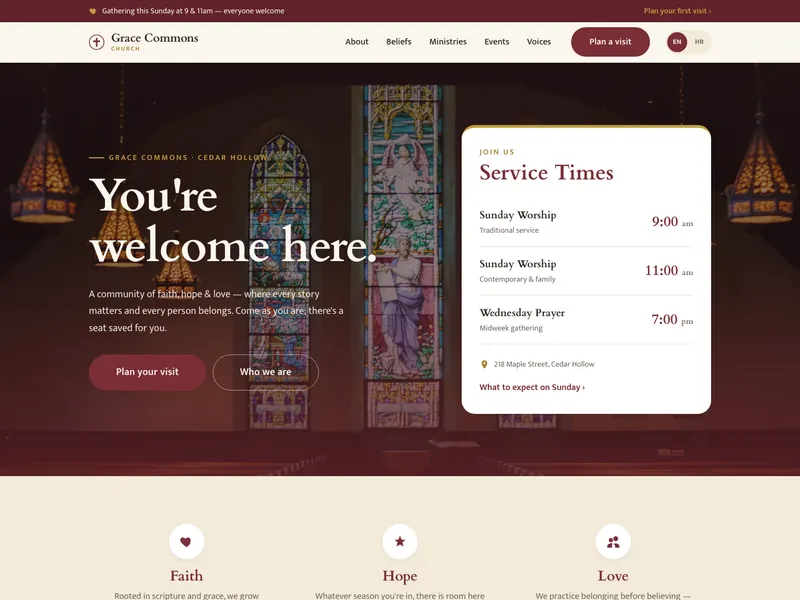 Church / Faith Community - Landing page