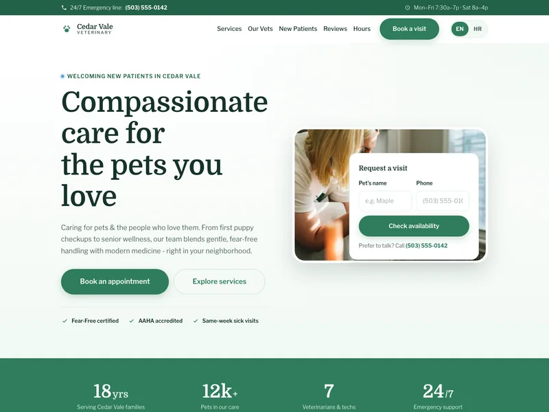 Veterinary Clinic - Landing page