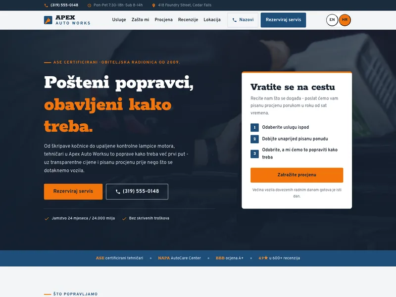 Autoservis - Landing stranica