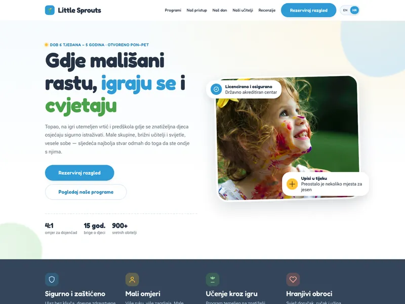 Jaslice i vrtić - Landing stranica