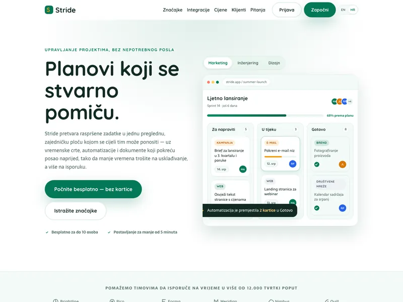 Aplikacija za upravljanje projektima - Landing stranica