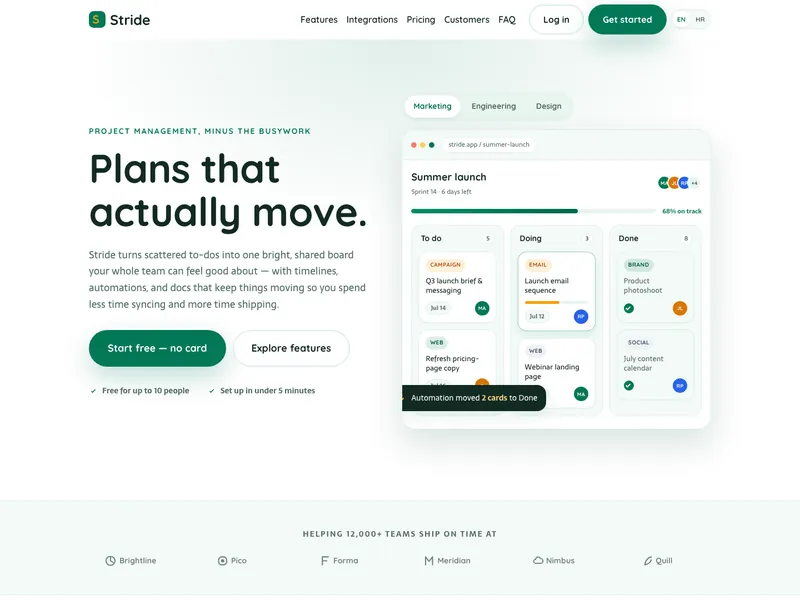 Project Management App - Landing page