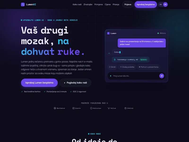 AI alat za produktivnost - Landing stranica