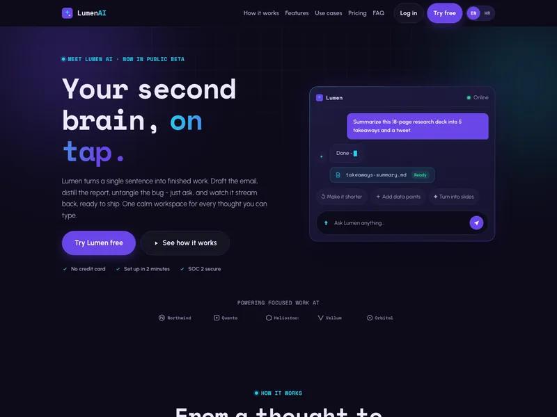 AI Productivity Tool - Landing page