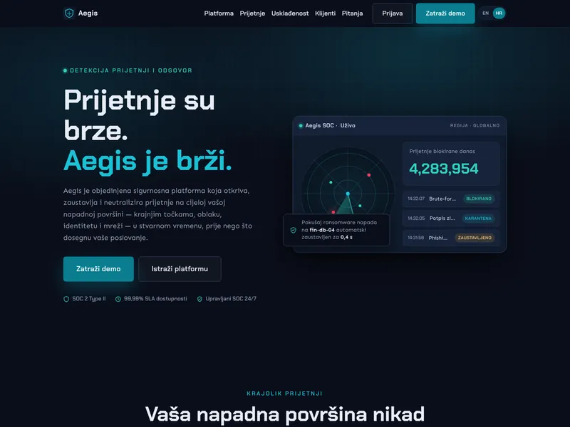 Softver za kibernetičku sigurnost - Landing stranica