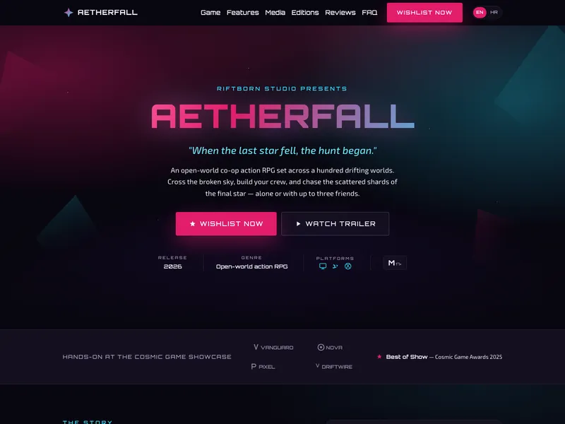 Game Studio - Landing page