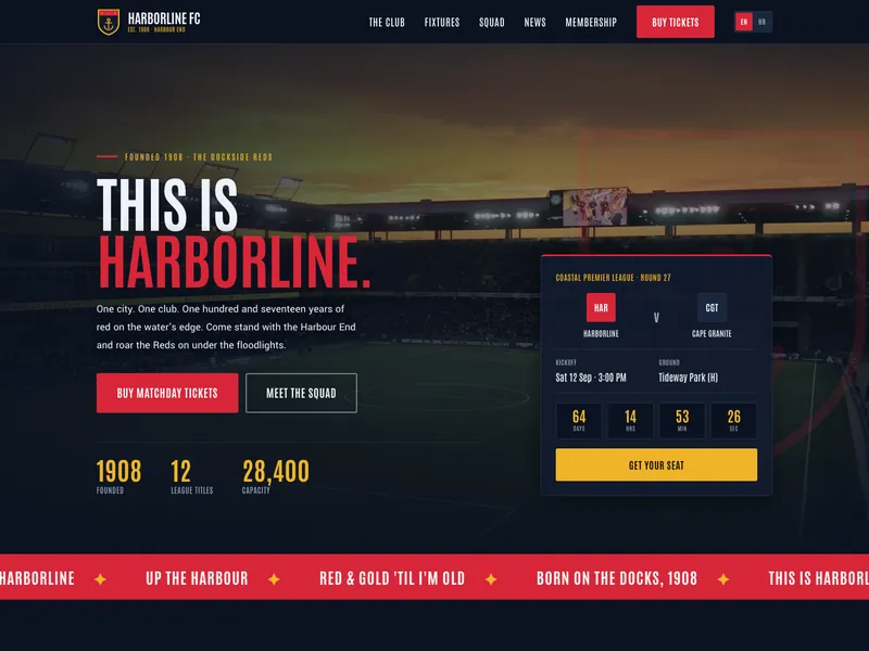 Sports Club / Team - Landing page