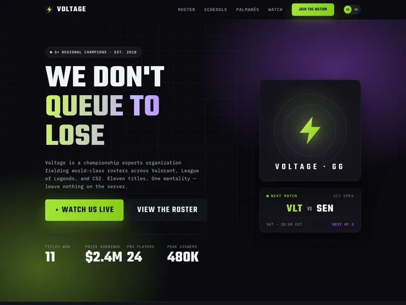 Esports Organization - Landing page