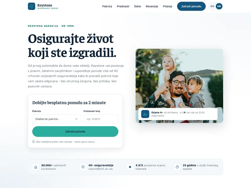 Agencija za osiguranje - Landing stranica