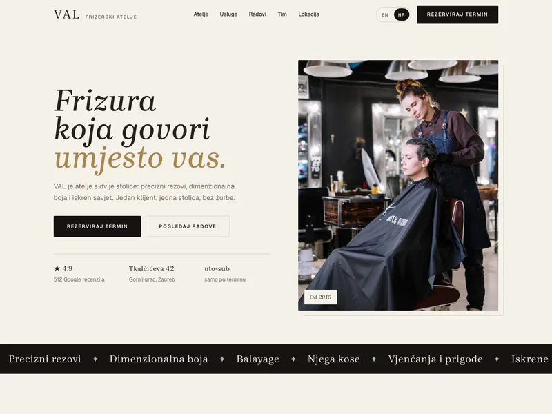 Frizerski atelje - Landing stranica