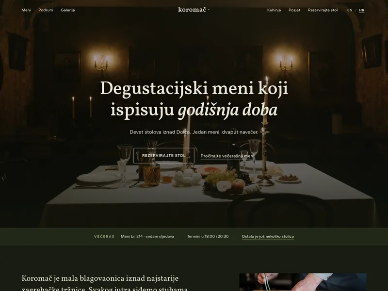 Fine dining restoran - Landing stranica