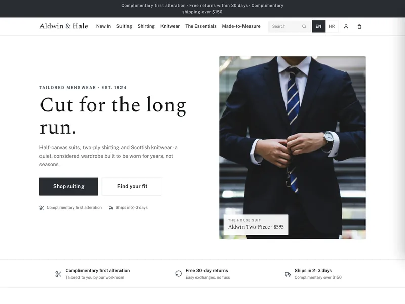 Men's Tailored Clothing - Online store