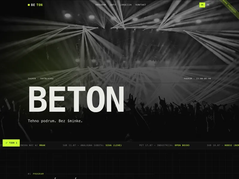 Klub BETON - Landing stranica
