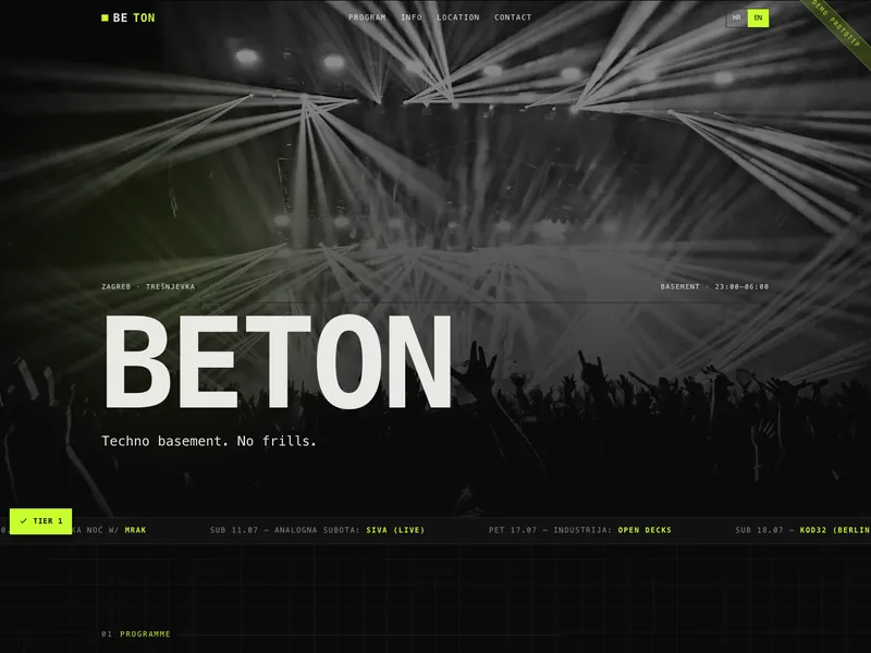 Klub BETON - Landing page